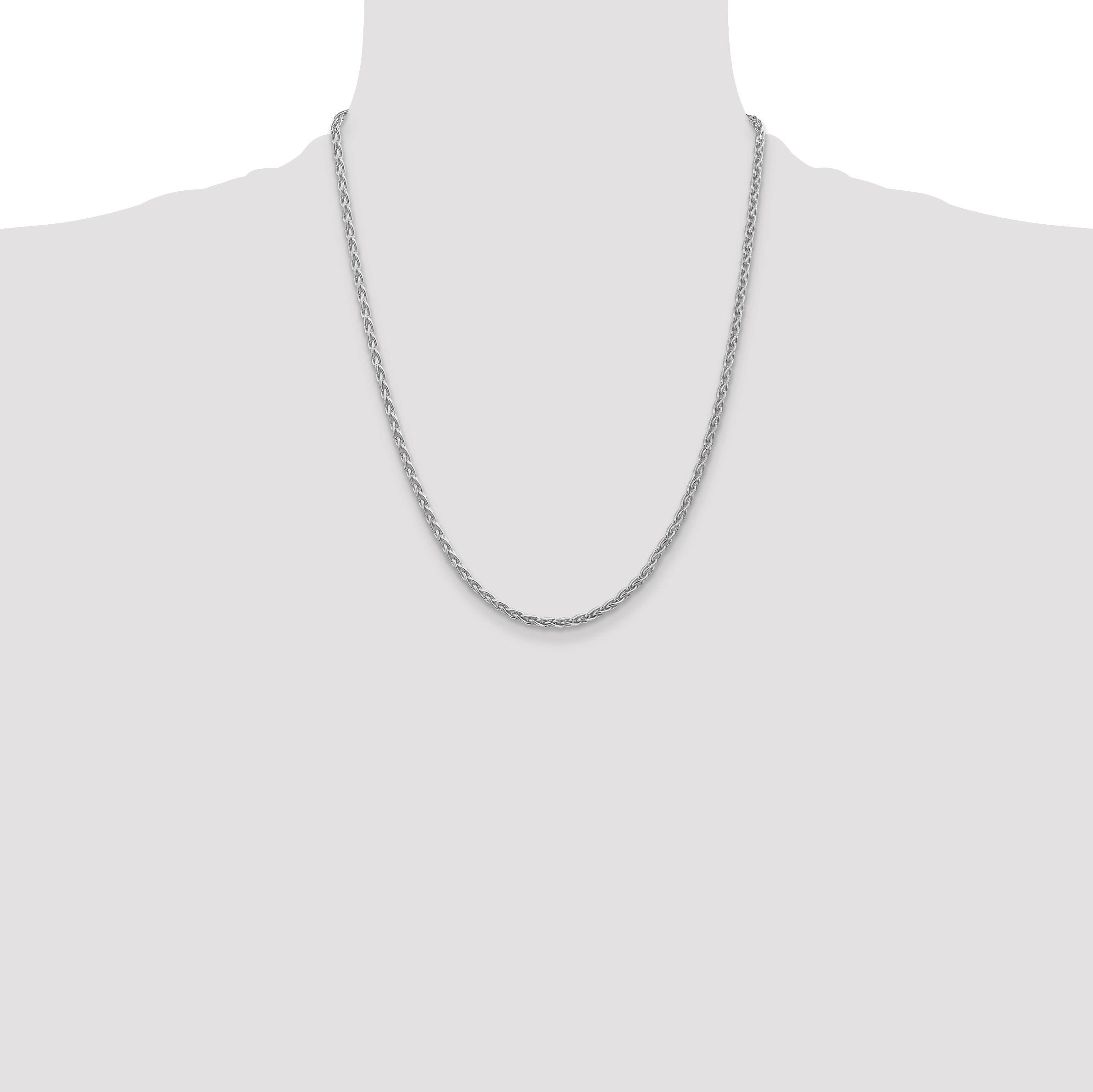14K White Gold 22 Inch 4mm Parisian Wheat With Lobster Clasp Chain