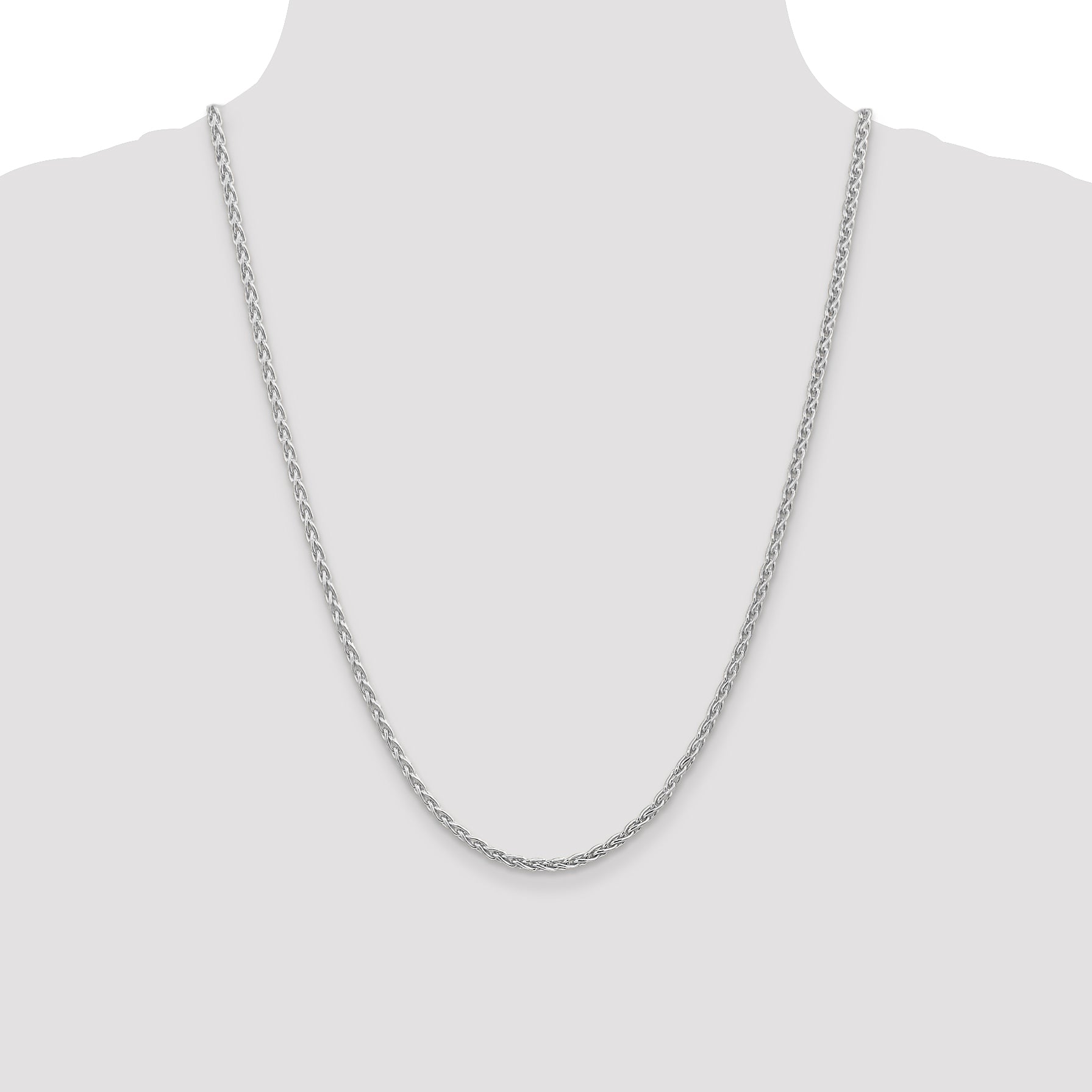 14K White Gold 24 Inch 4mm Parisian Wheat With Lobster Clasp Chain