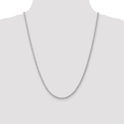 14K White Gold 24 Inch 4mm Parisian Wheat With Lobster Clasp Chain