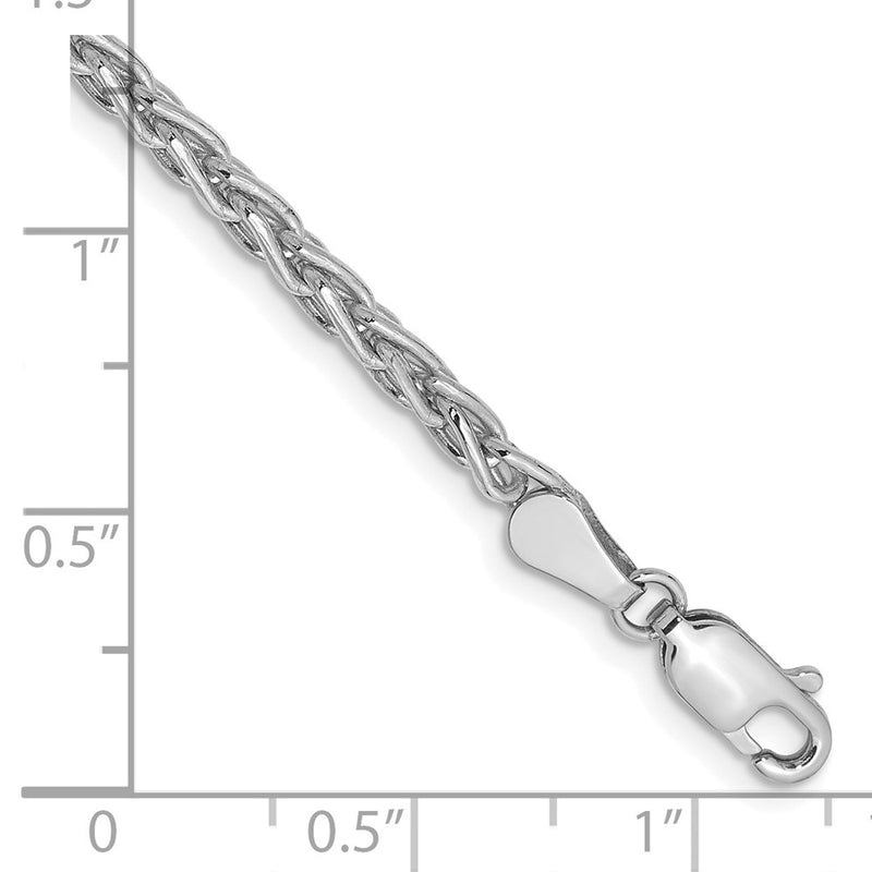 14K White Gold 4mm Parisian Wheat With Lobster Clasp Chain Bracelet