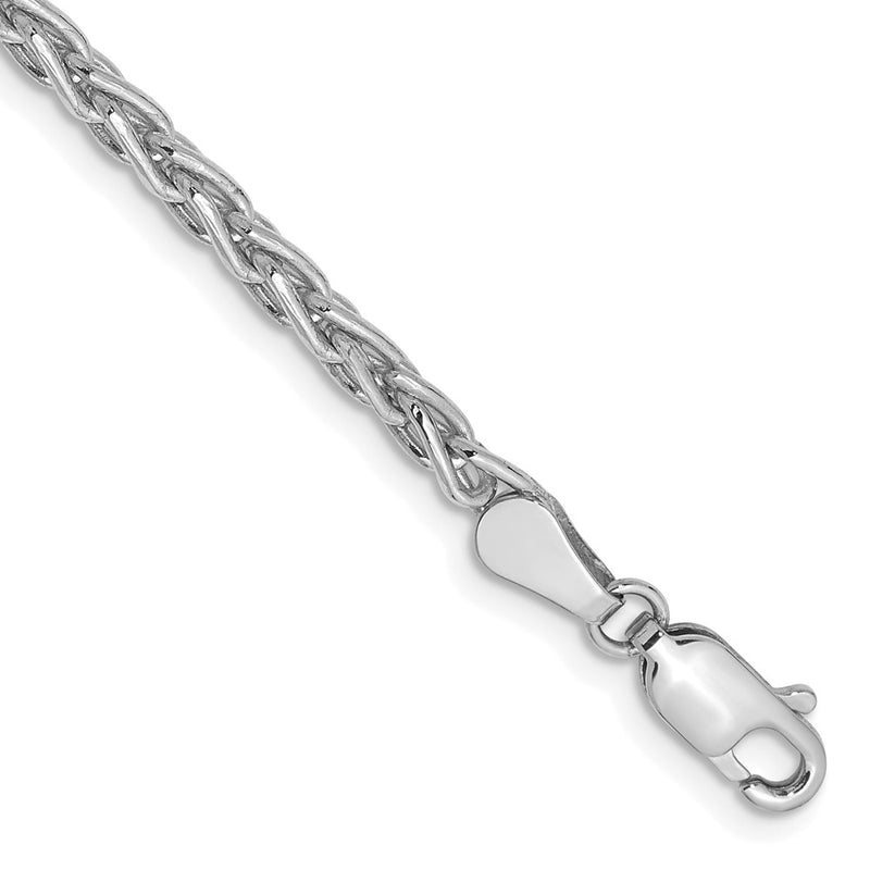 14K White Gold 4mm Parisian Wheat With Lobster Clasp Chain Bracelet