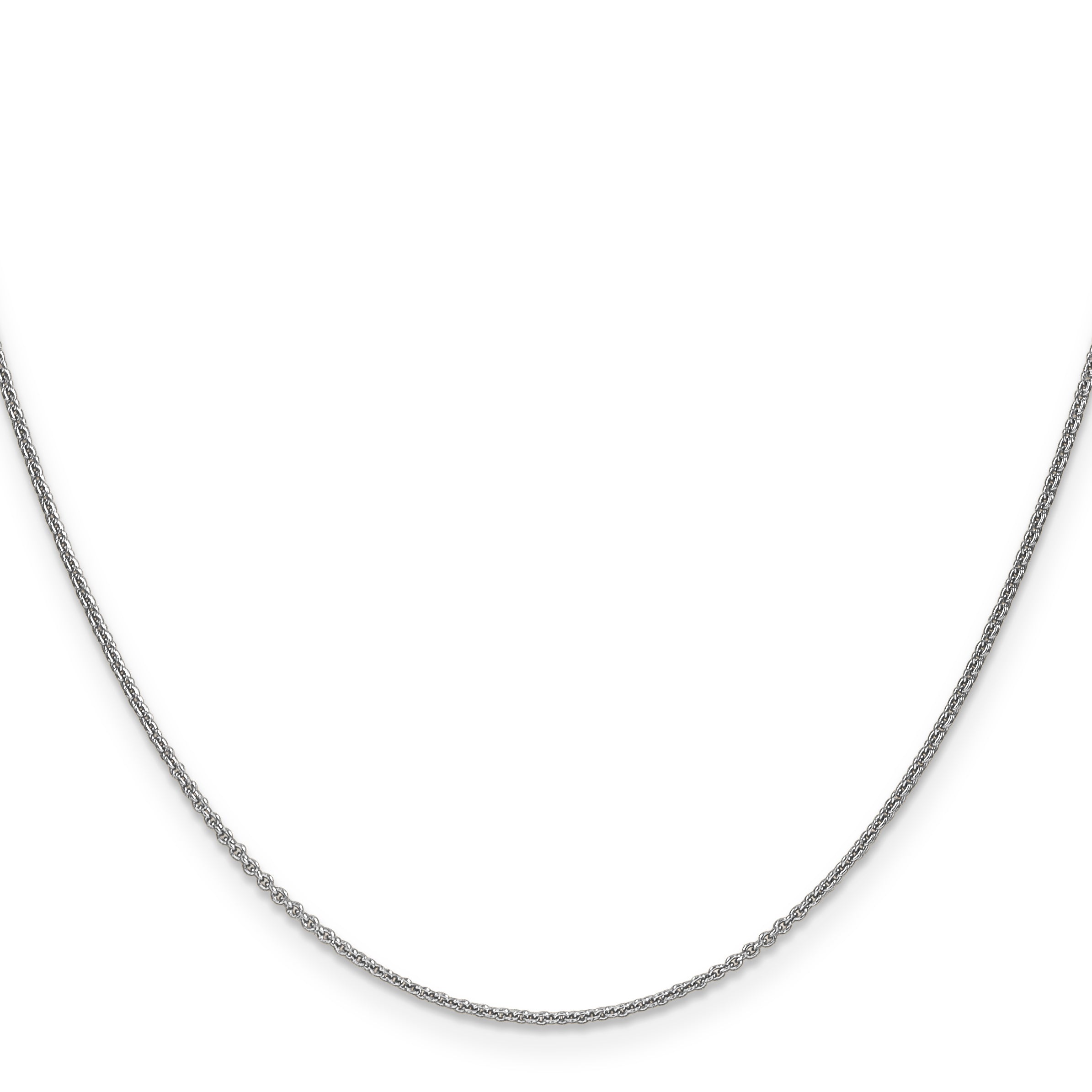 14K White Gold 14 Inch 1mm Round Open Link Cable With Lobster Clasp Chain