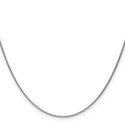 14K White Gold 14 Inch 1mm Round Open Link Cable With Lobster Clasp Chain
