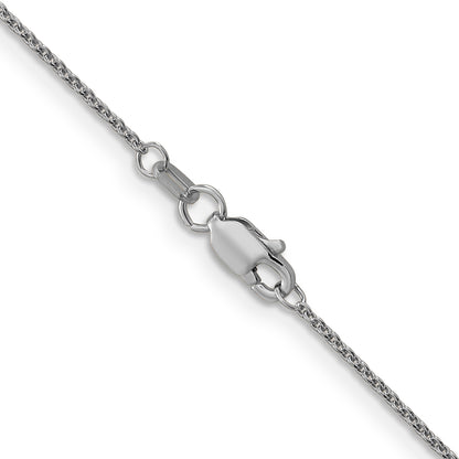 14K White Gold 14 Inch 1mm Round Open Link Cable With Lobster Clasp Chain
