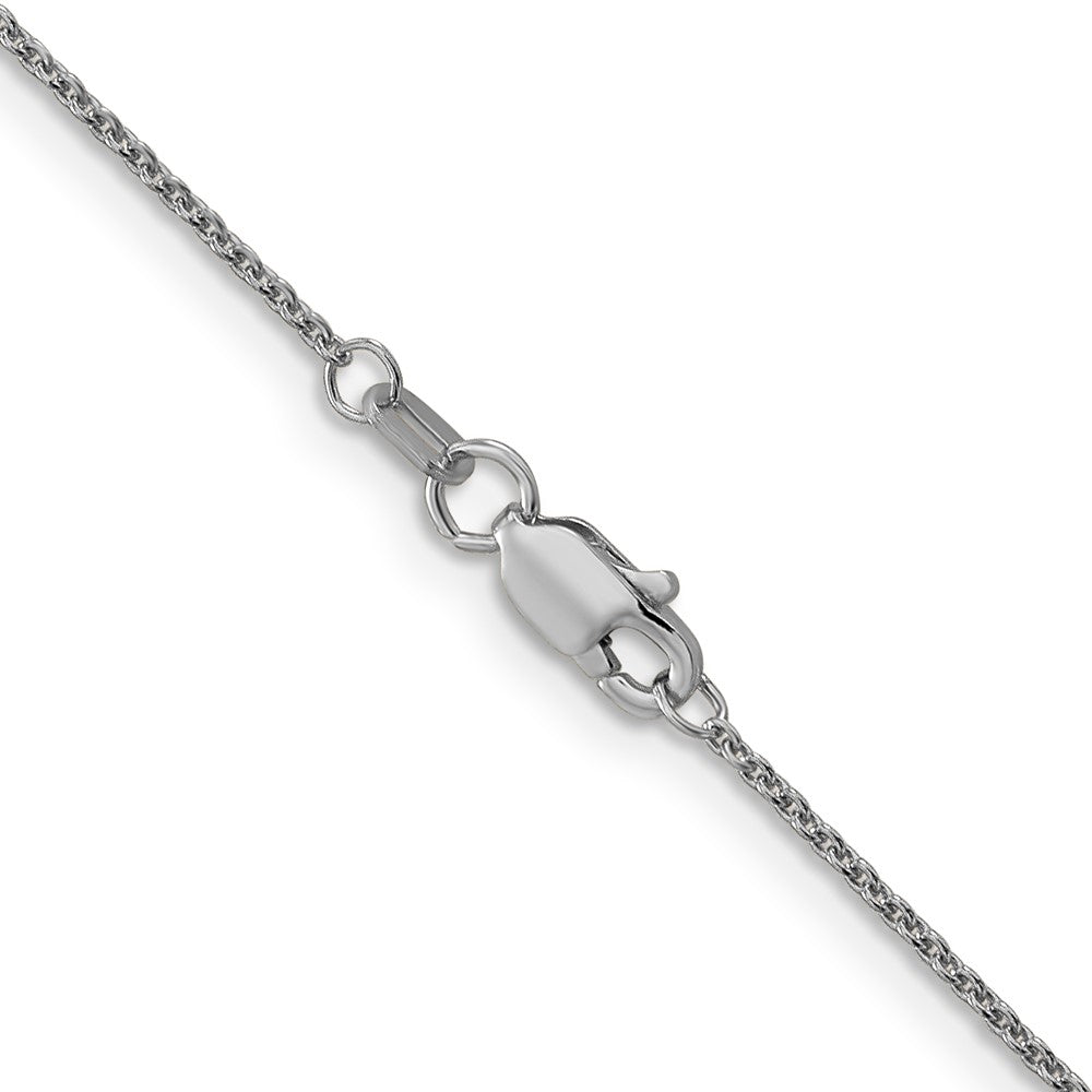 14K White Gold 30 Inch 1mm Round Open Link Cable With Lobster Clasp Chain Necklace