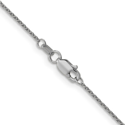 14K White Gold 30 Inch 1mm Round Open Link Cable With Lobster Clasp Chain Necklace