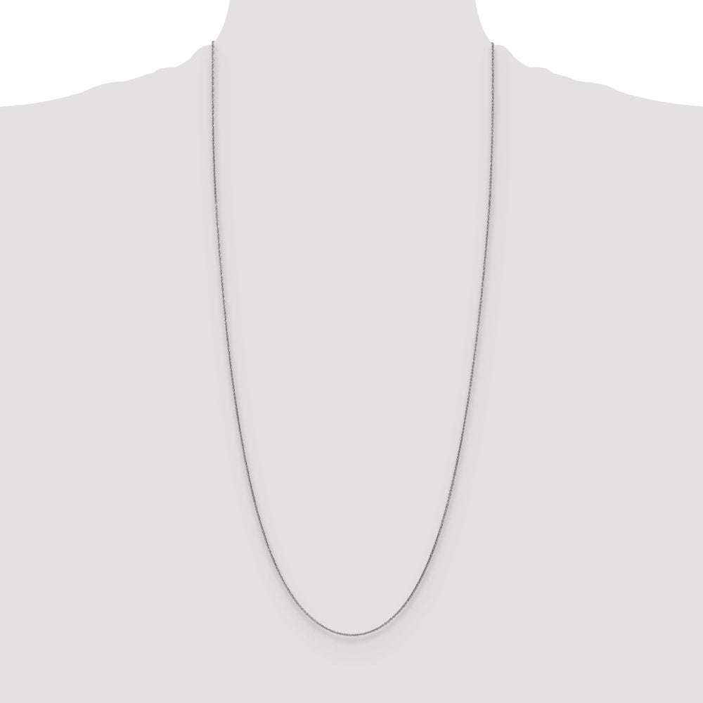 14K White Gold 30 Inch 1mm Round Open Link Cable With Lobster Clasp Chain Necklace