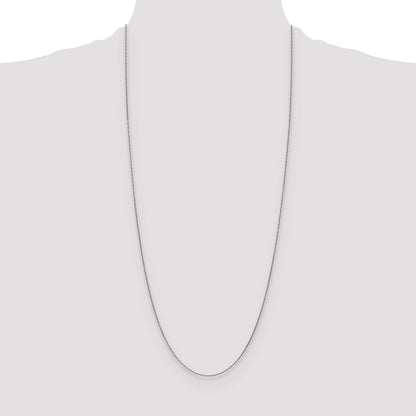 14K White Gold 30 Inch 1mm Round Open Link Cable With Lobster Clasp Chain Necklace