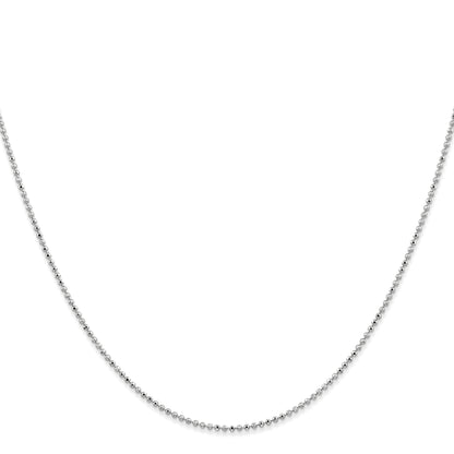 14K White Gold 14 Inch 1.2mm Diamond-Cut Beaded With Lobter Clasp Pendant Chain