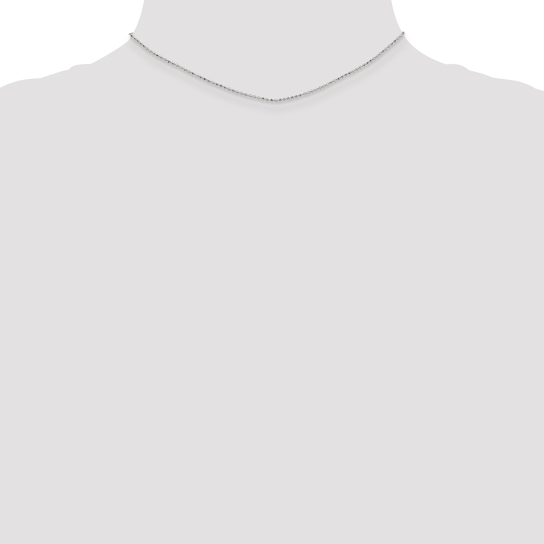 14K White Gold 14 Inch 1.2mm Diamond-Cut Beaded With Lobter Clasp Pendant Chain