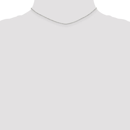 14K White Gold 14 Inch 1.2mm Diamond-Cut Beaded With Lobter Clasp Pendant Chain