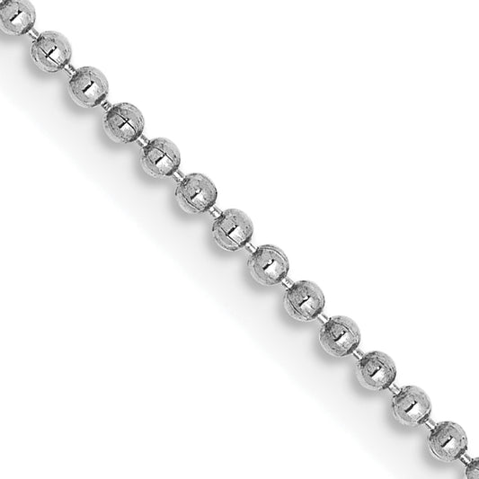 14K White Gold 14 Inch 1.2mm Diamond-Cut Beaded With Lobter Clasp Pendant Chain