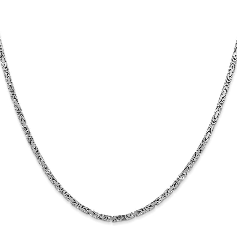 14K White Gold 20 Inch 2mm Byzantine With Lobster Clasp Chain Necklace