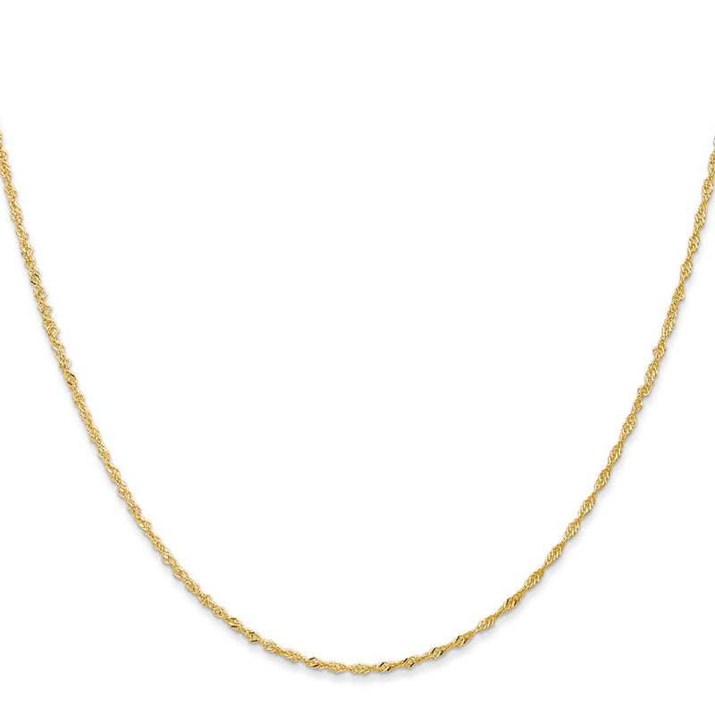 14K Yellow Gold 22 Inch 1.10mm Singapore With Spring Ring Clasp Chain Necklace