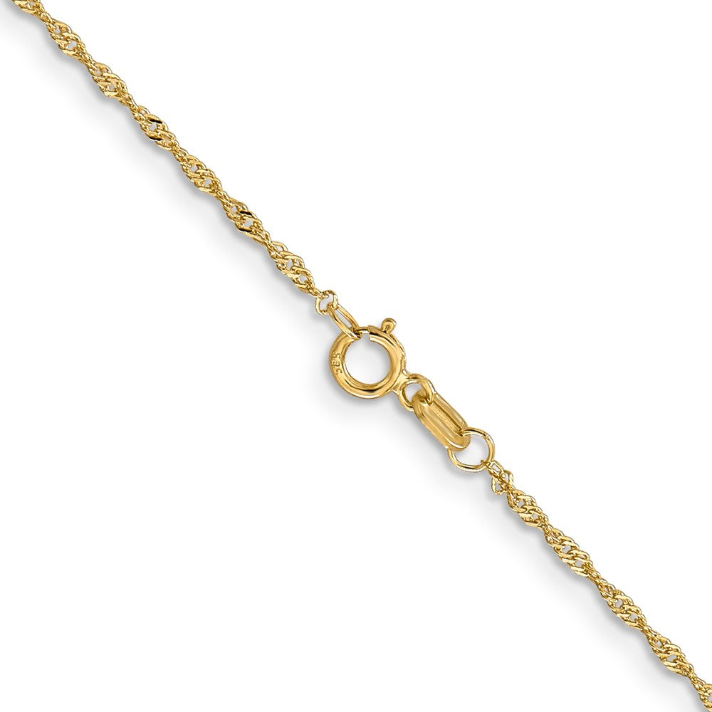 14K Yellow Gold 20 Inch 1.10mm Singapore With Spring Ring Clasp Chain Necklace