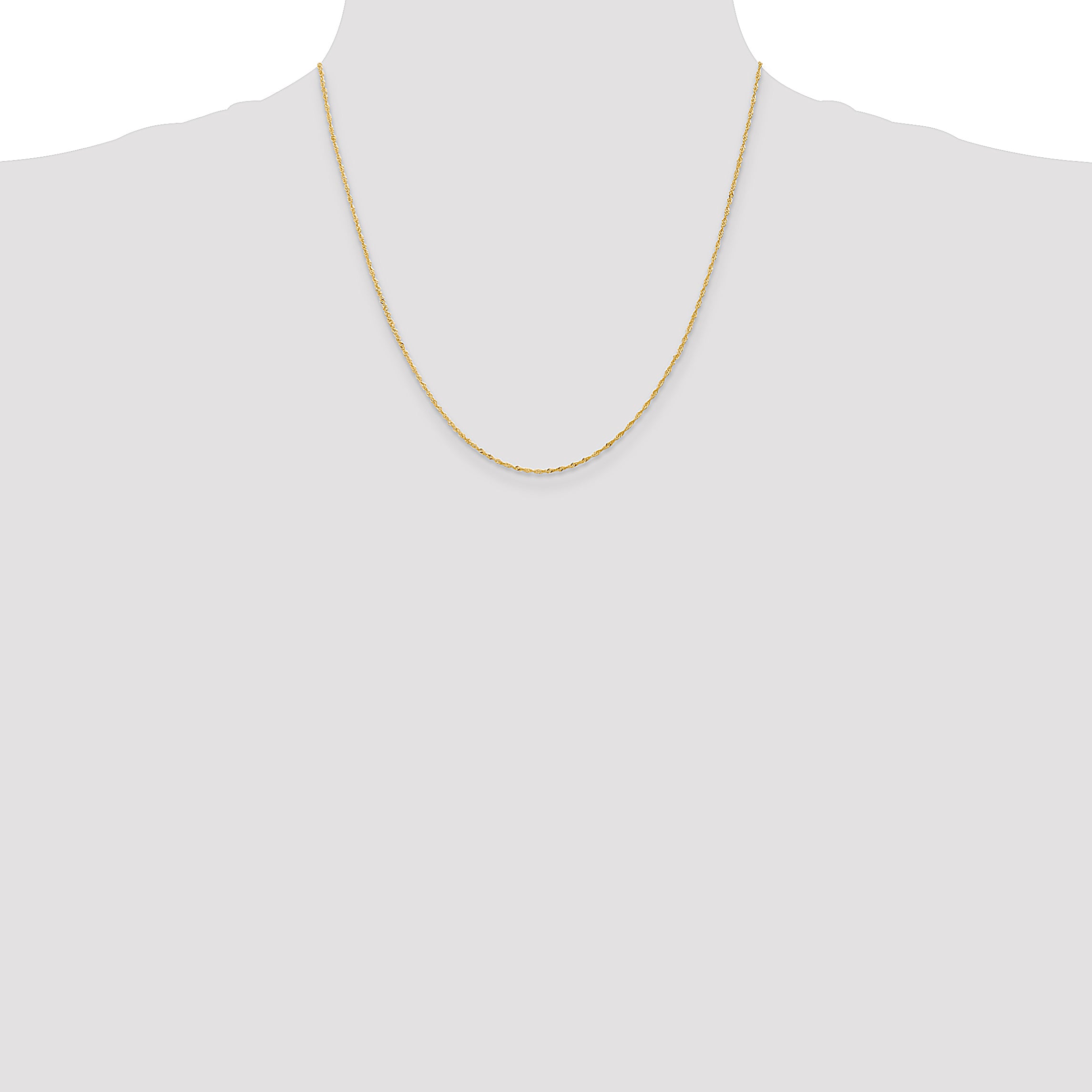 14K Yellow Gold 20 Inch 1.10mm Singapore With Spring Ring Clasp Chain Necklace