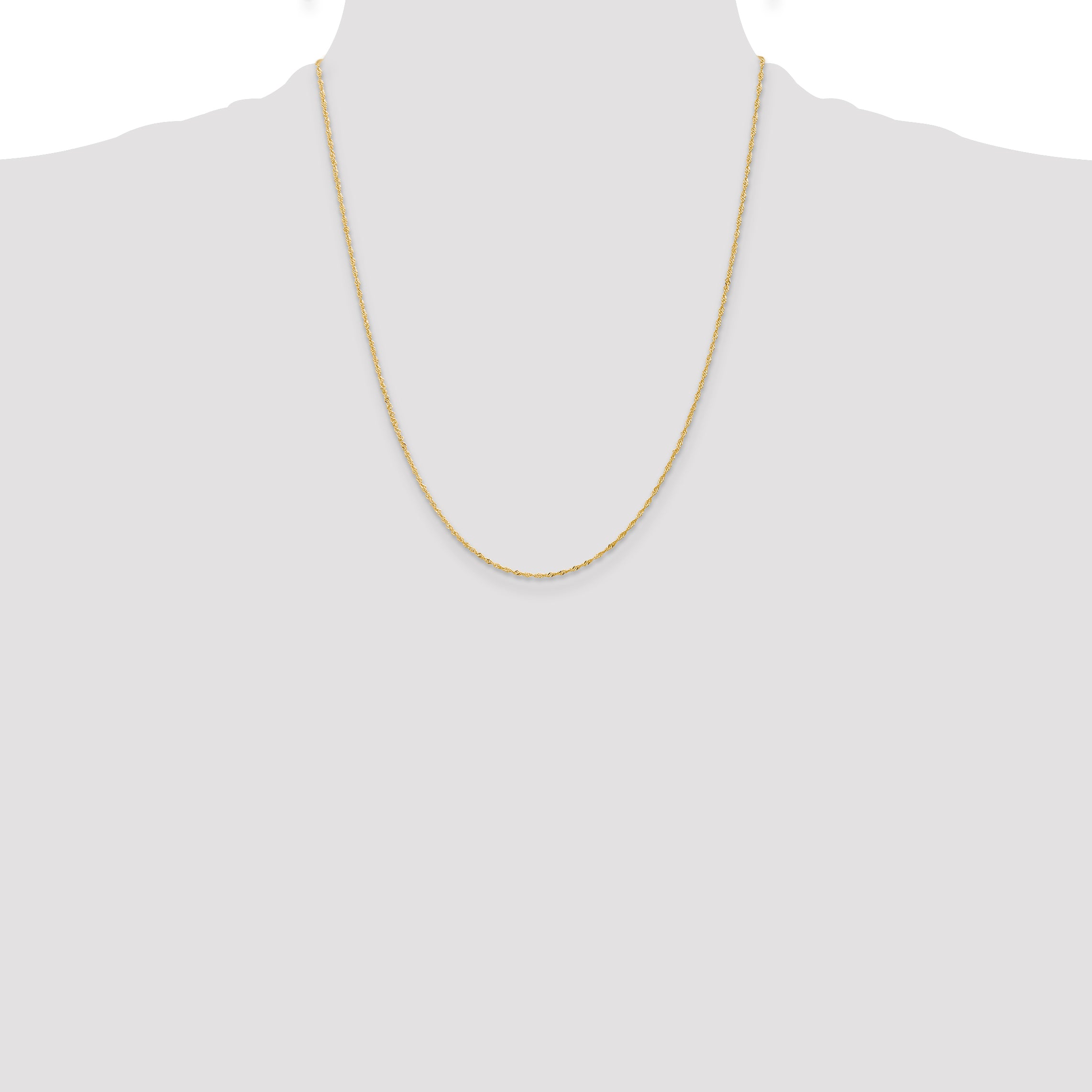 14K Yellow Gold 22 Inch 1.10mm Singapore With Spring Ring Clasp Chain Necklace