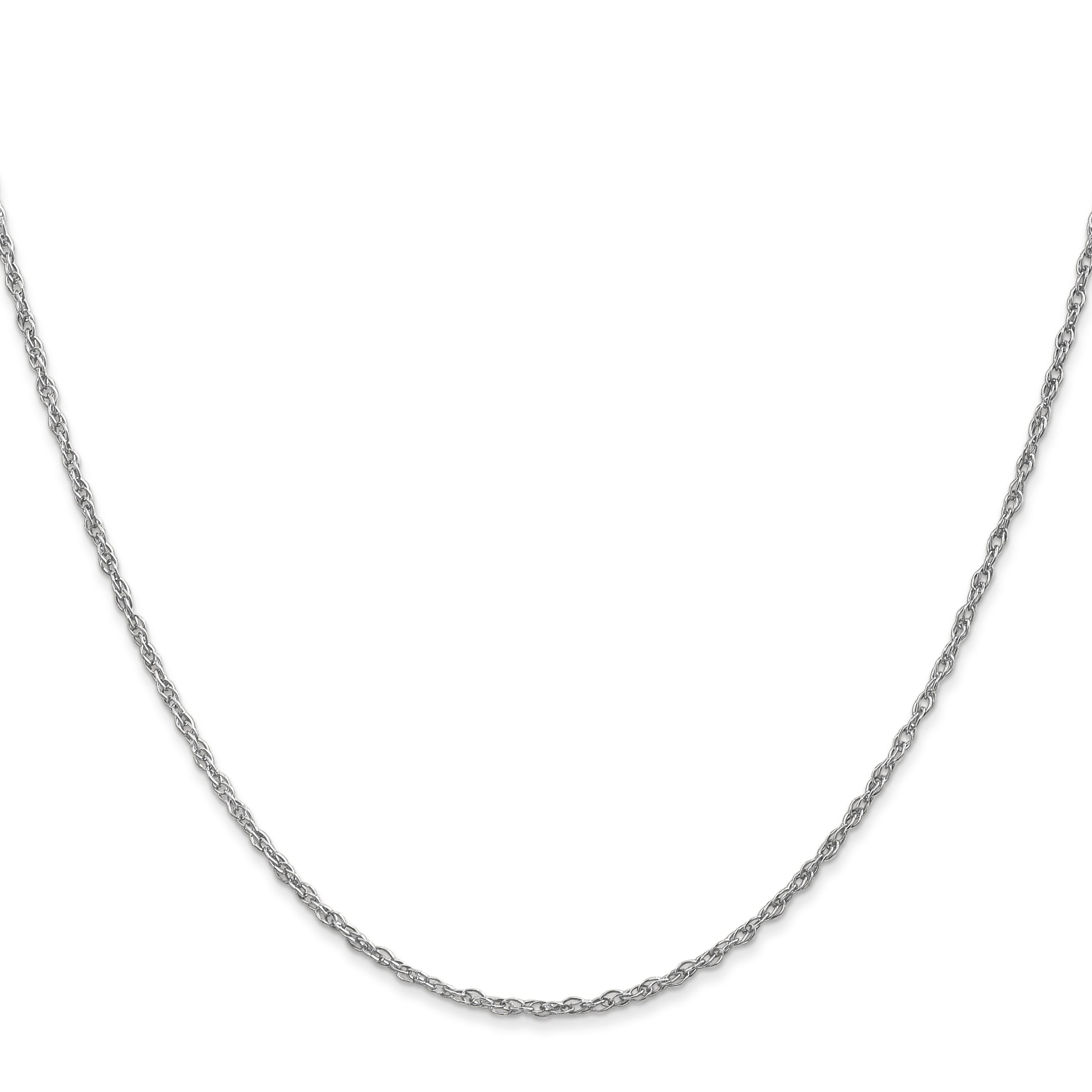 14K White Gold 14 Inch 1.3mm Heavy Baby Rope With Lobster Clasp Chain