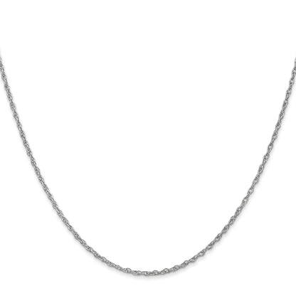 14K White Gold 14 Inch 1.3mm Heavy Baby Rope With Lobster Clasp Chain