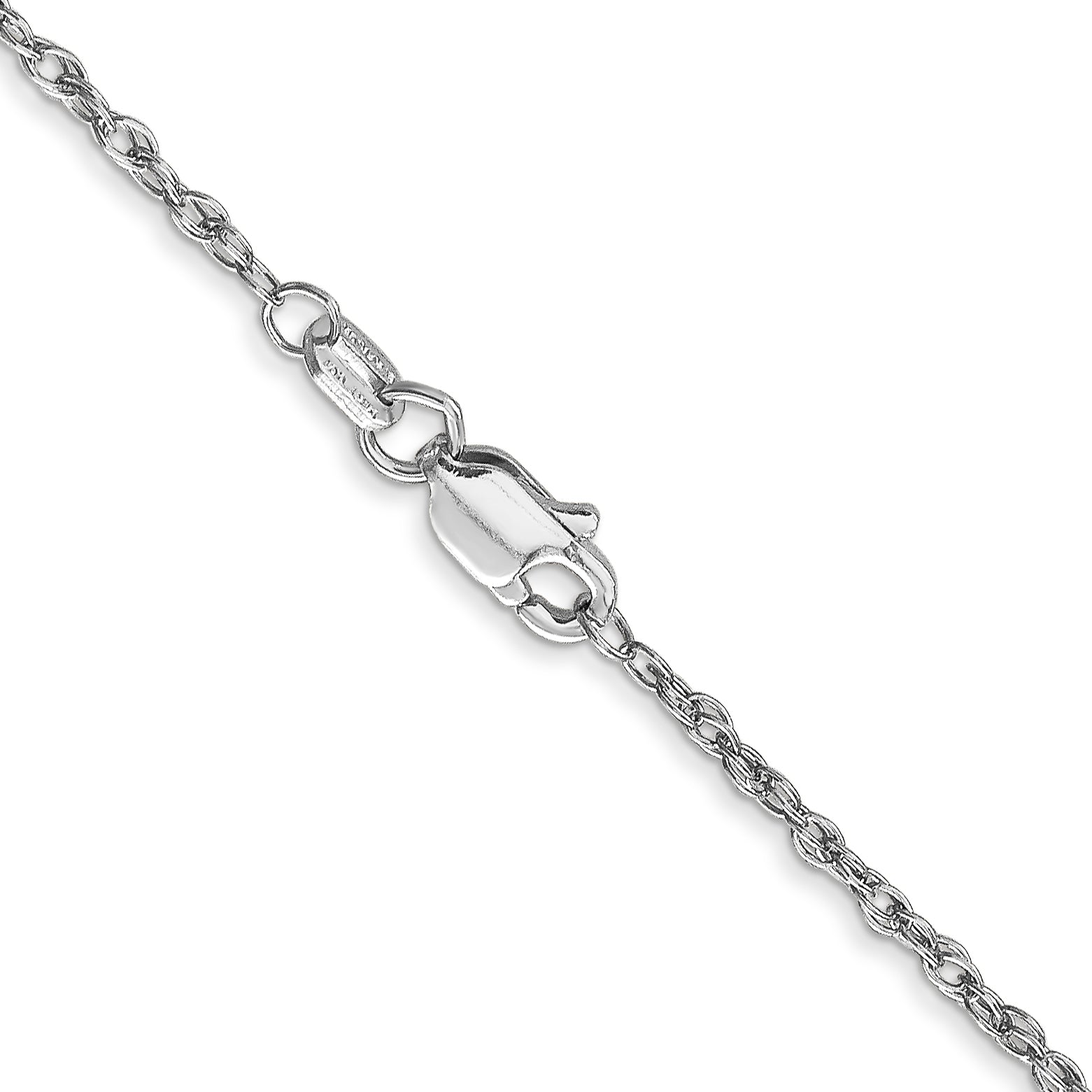 14K White Gold 14 Inch 1.3mm Heavy Baby Rope With Lobster Clasp Chain