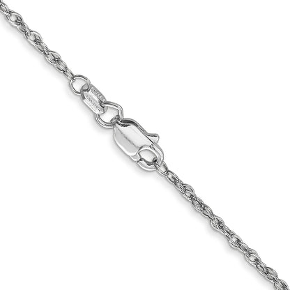 14K White Gold 14 Inch 1.3mm Heavy Baby Rope With Lobster Clasp Chain