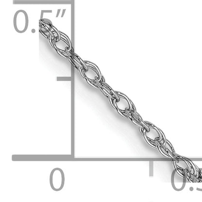 14K White Gold 14 Inch 1.3mm Heavy Baby Rope With Lobster Clasp Chain