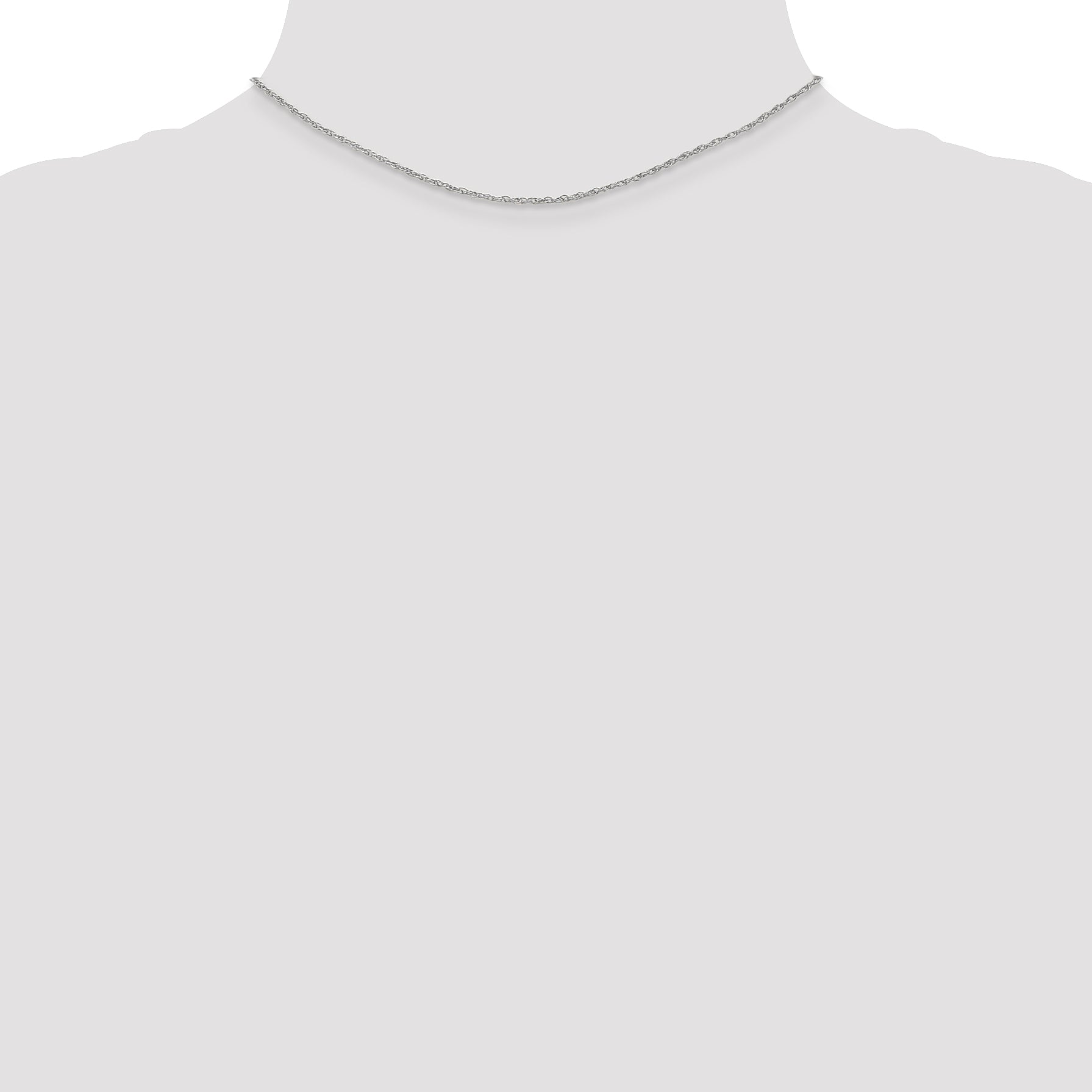 14K White Gold 14 Inch 1.3mm Heavy Baby Rope With Lobster Clasp Chain