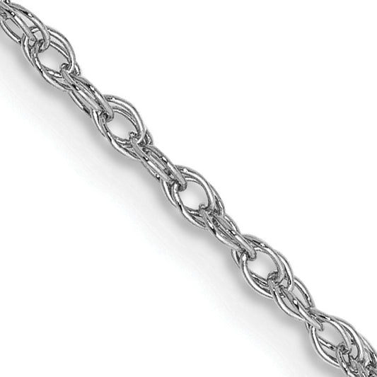 14K White Gold 14 Inch 1.3mm Heavy Baby Rope With Lobster Clasp Chain