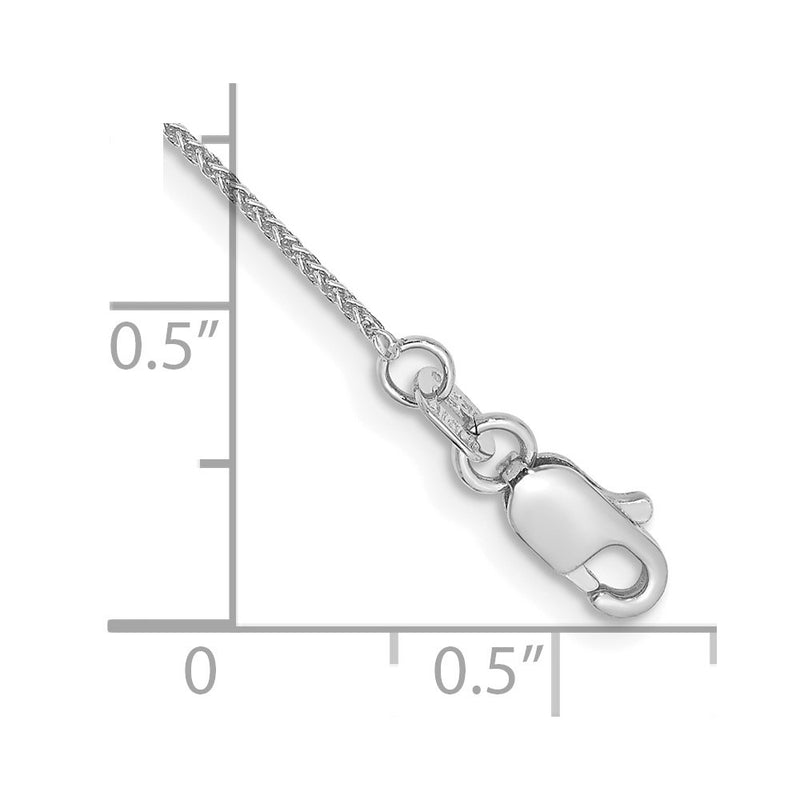 14K White Gold .85mm Spiga With Lobster Clasp Chain Anklet