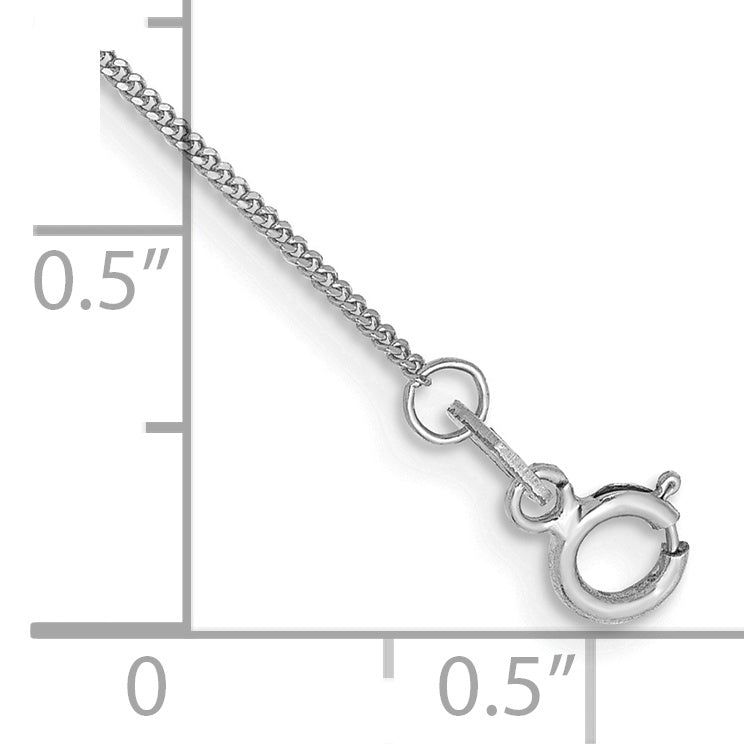 14K White Gold .9mm Curb With Spring Ring Clasp Chain Anklet