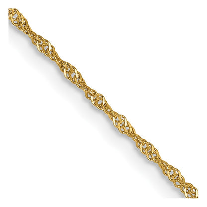 14K Yellow Gold 20 Inch 1.10mm Singapore With Spring Ring Clasp Chain Necklace