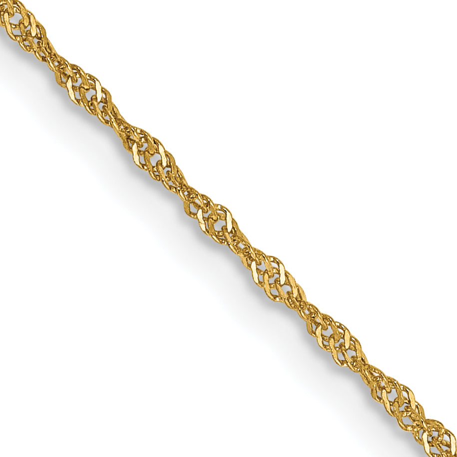 14K Yellow Gold 22 Inch 1.10mm Singapore With Spring Ring Clasp Chain Necklace