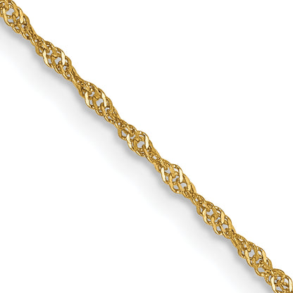 14K Yellow Gold 22 Inch 1.10mm Singapore With Spring Ring Clasp Chain Necklace