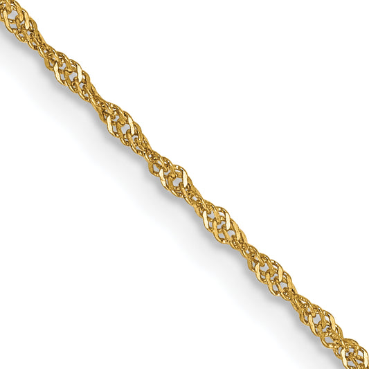 14K Yellow Gold 22 Inch 1.10mm Singapore With Spring Ring Clasp Chain Necklace