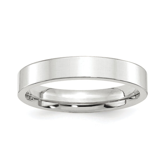 Platinum 4mm Polished Flat Wedding Band