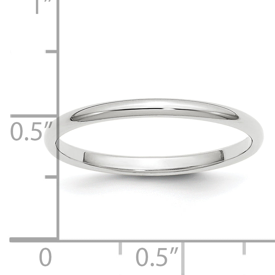 Platinum 2mm Half Round Wedding Band