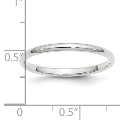 Platinum 2mm Half Round Wedding Band