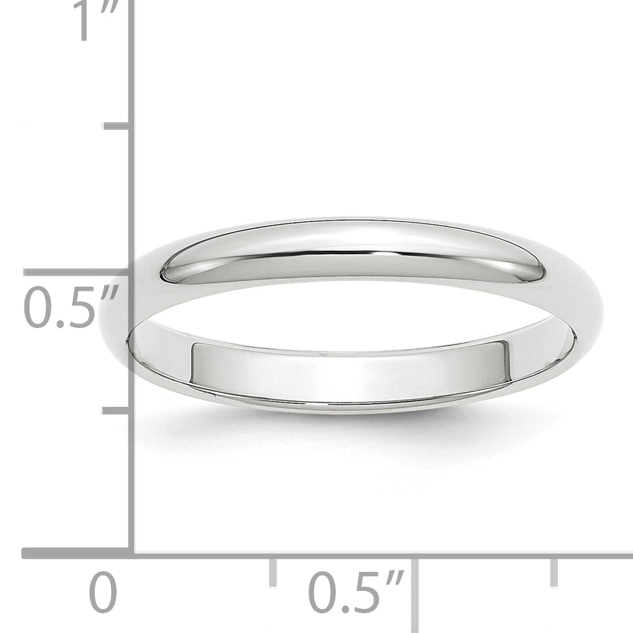 Platinum 3mm Half Round Wedding Band