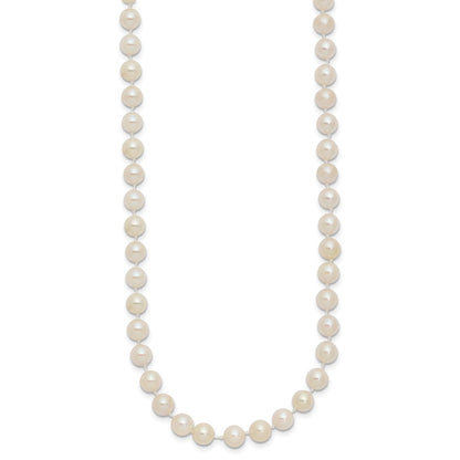 14K Yellow Gold 5 6mm White Round Akoya Saltwater Cultured Pearl 16 Inch Necklace