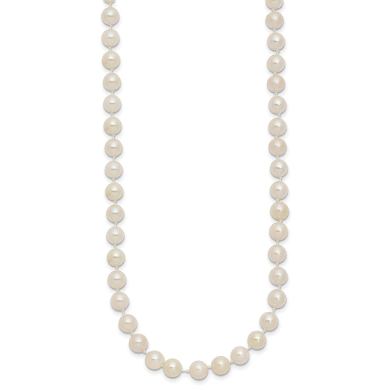 14K Yellow Gold 5 6mm White Round Akoya Saltwater Cultured Pearl 16 Inch Necklace