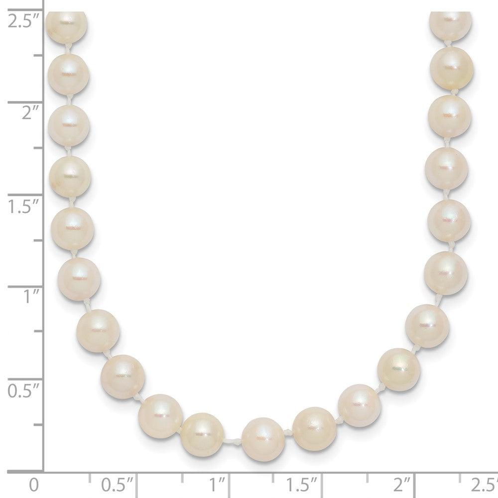 14K Yellow Gold 5 6mm White Round Akoya Saltwater Cultured Pearl 16 Inch Necklace