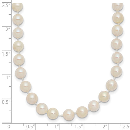 14K Yellow Gold 5 6mm White Round Akoya Saltwater Cultured Pearl 16 Inch Necklace