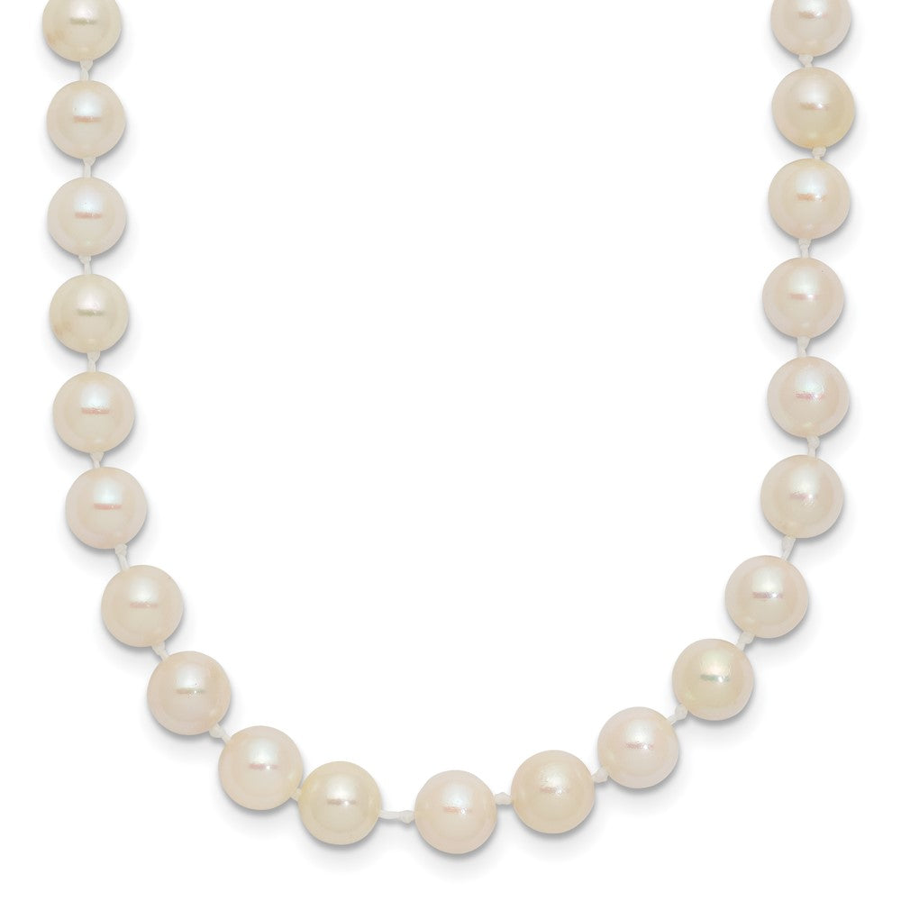 14K Yellow Gold 5 6mm White Round Akoya Saltwater Cultured Pearl 16 Inch Necklace
