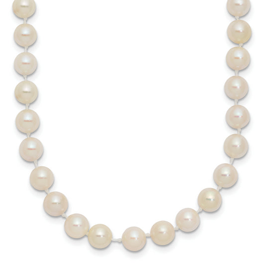 14K Yellow Gold 5 6mm White Round Akoya Saltwater Cultured Pearl 18 Inch Necklace