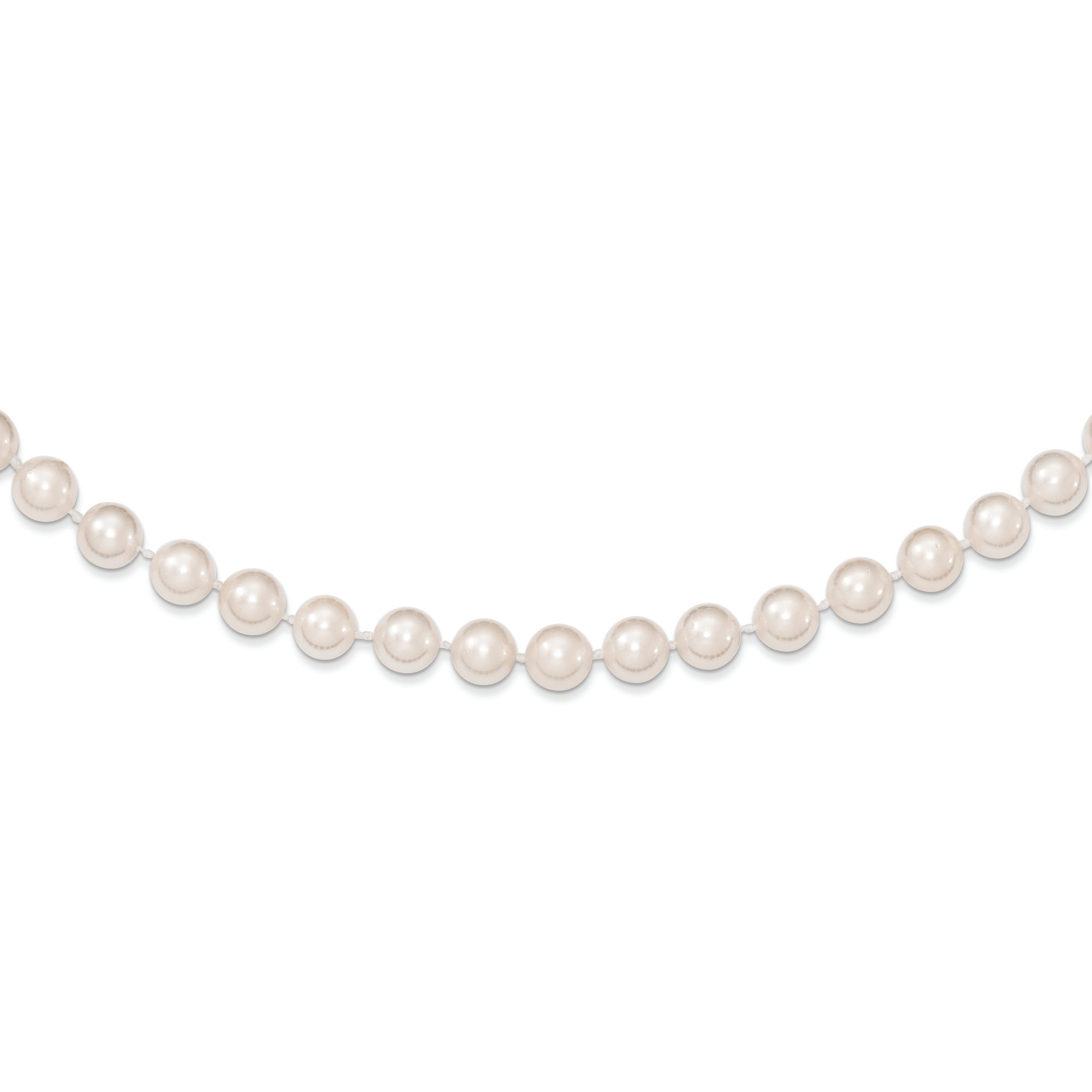 14K Yellow Gold 6 7mm White Round Akoya Saltwater Cultured Pearl 7 Inch Bracelet