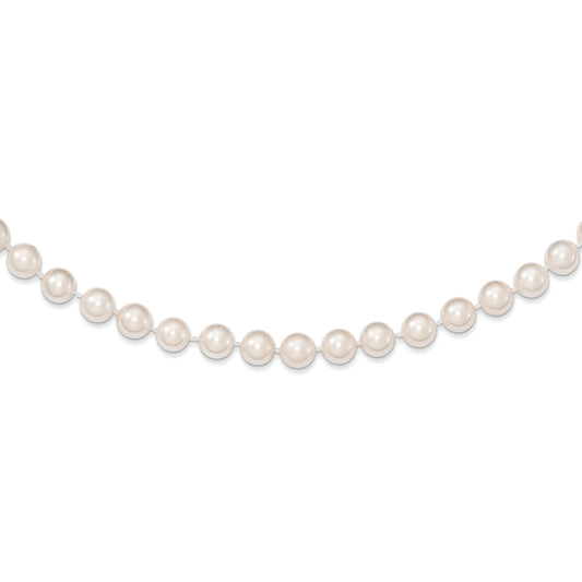 14K Yellow Gold 6 7mm White Round Akoya Saltwater Cultured Pearl 7 Inch Bracelet