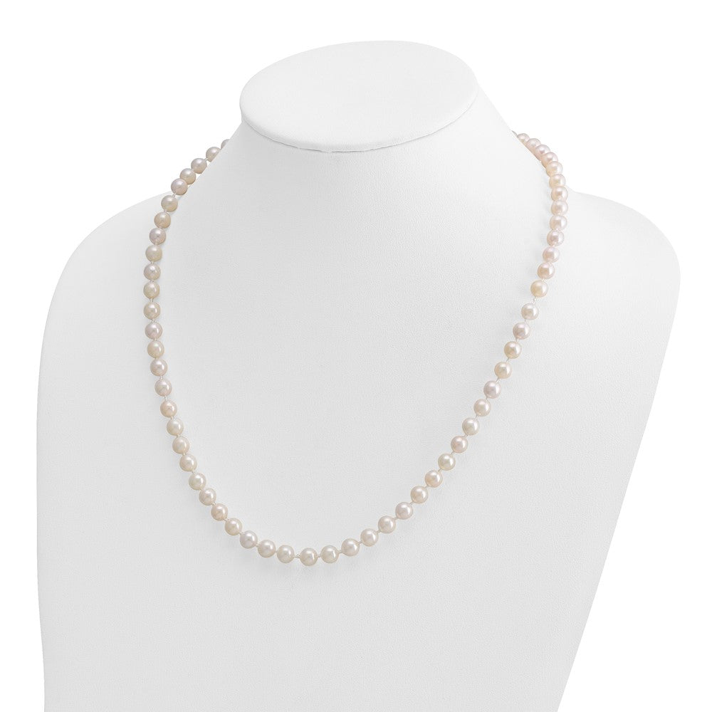 14K Yellow Gold 6 7mm White Round Akoya Saltwater Cultured Pearl 20 Inch Necklace
