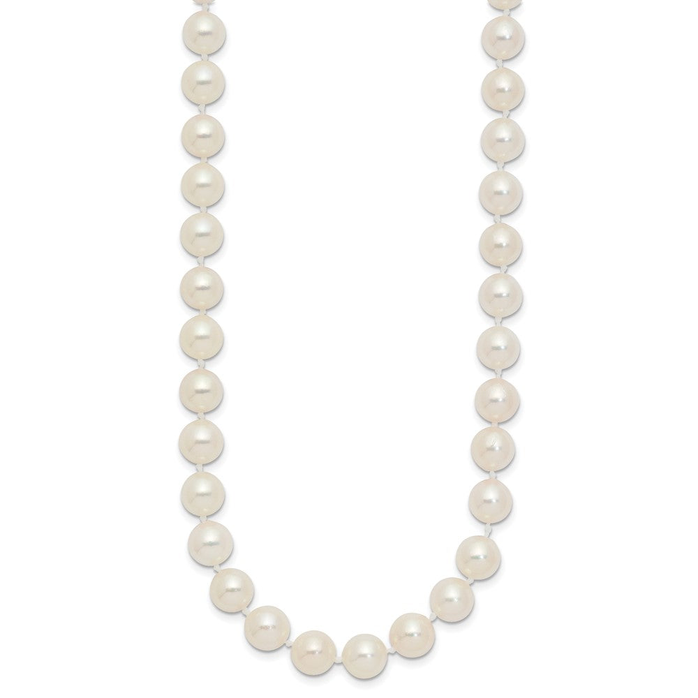 14K Yellow Gold 7 8mm White Round Akoya Saltwater Cultured Pearl 20 Inch Necklace