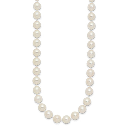 14K Yellow Gold 7 8mm White Round Akoya Saltwater Cultured Pearl 20 Inch Necklace
