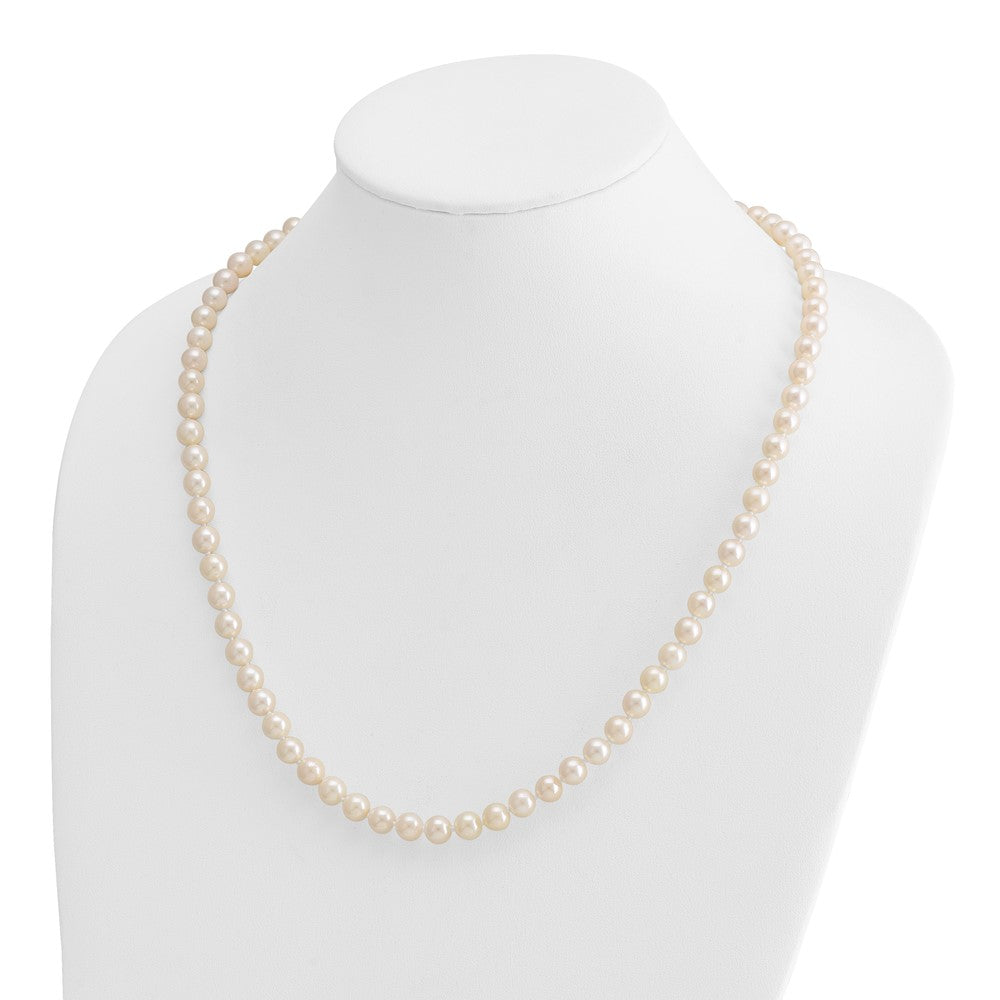 14K Yellow Gold 7 8mm White Round Akoya Saltwater Cultured Pearl 24 Inch Necklace